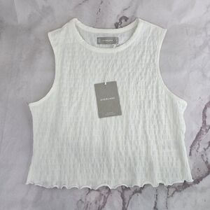 Everlane Tank Top Womens Small White Lettuce Hem Puckered Shell Cropped
